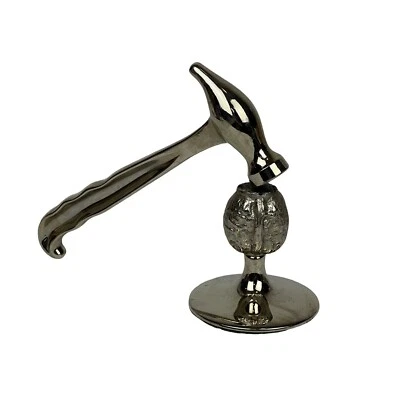 Chrome Hammer Walnut Nutcracker Breaking Nut Shells Thanksgiving Royal Rochester - Image 1 of 4