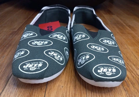 New York Jets Canvas Shoes for Women Size 11 (XL) Green Stripes NFL Official NEW Cover