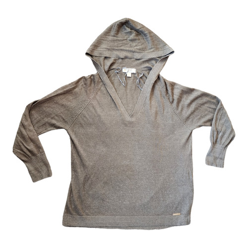 Felpa con cappuccio Michael Kors donna misto rayon verde oliva taglia small spedizione gratuita