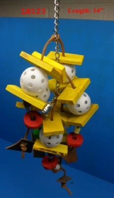 ATLANTIS AQUARIUM & PET SUPPLY LB123 BLOCKS KNOTS COLORS BELLS 14" BIRD TOY PARROT CONURE TIEL KEET