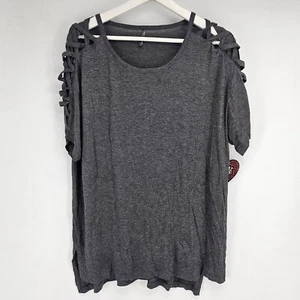 Womens Splash Gray Open Shoulder Top Size 2X - Picture 1 of 8