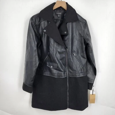 Chaqueta Abrigo Halógena Para Mujer Asimétrica Cremallera Mezcla Medios Imitación Cuero Talla S Nueva con Etiquetas Foto 1 de 4