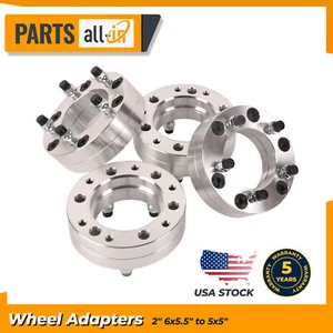 4Pcs 6x5.5 to 5x5 Wheel Adapters 2'' Use 5 Lug Wheels On 6 Lug Trucks M14x1.5 - Picture 1 of 8
