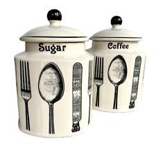 ARTHUR WOOD MADE IN ENGLAND PORCELAIN BIG JARS CANISTERS SET / TWO COFFEE SUGAR