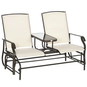 Patio Rocking Chair Outdoor Glider Bench with Table for Backyard Garden Porch - Picture 1 of 9