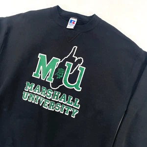 Sudadera De Colección Universidad Marshall Adulto XL Negra Fútbol Cuello Redondo Años 90 EE. UU. - Imagen 1 de 14