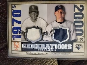 2008 SP LEGENDARY CUTS GENERATIONS DUAL MEMORABILIA TOM SEAVER/JAKE PEAVY METS