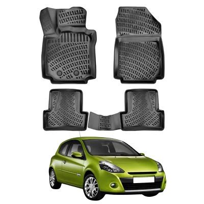 Tapetes de assoalho para Renault Clio 3 2005-2012 | Tapete preto ajuste personalizado - Imagem 1 de 4