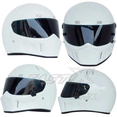 Casco completo de carreras callejeras blanco brillante para motocicleta bicicleta adulto DOT para bandido Foto 1 de 4