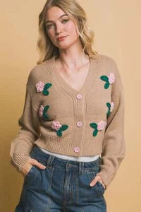 Mid cropped flower cardigan - Picture 1 of 8