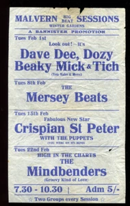original UK 60's Gig Flyer :  DAVE DEE, DOZY, BEAKY, MICK & TICH / MINDBENDERS - Bild 1 von 2