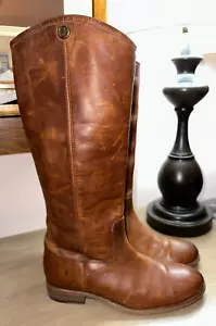 FRYE Melissa Botton Botas Altas de Cuero 7.5 B 75449 Usado en Excelente Condición $298 Coñac - Imagen 1 de 9