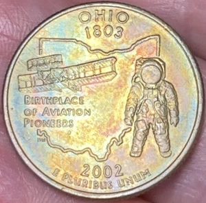 2002-D Ohio State Quarter Beautiful Brilliant Rainbow Toned Coin #11 - Picture 1 of 14