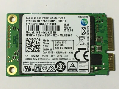 SAMSUNG MZMLN256HCHP-000D1 256GB PM871 SSD mSATA  Solid State Disk For Lenovo  - Image 1 of 4