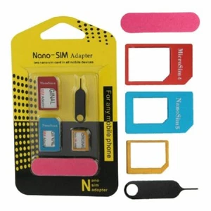 Adaptateur Carte SIM 5 en 1 Nano & Micro SIM Card Adaptateur Kit Convertisseur - Photo 1 sur 4