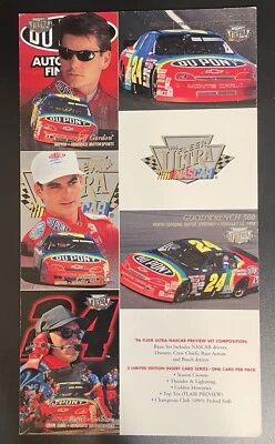 Jeff Gordon 1996 Fleer Ultra NASCAR Uncut 6" x 10-1/2" Promo Sheet Ray Evernham - Image 1 of 2
