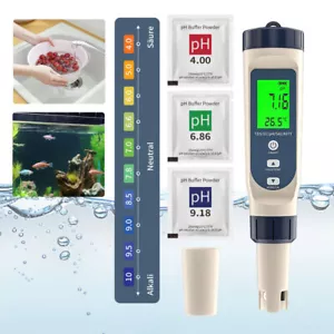 5in1 Digital Messgerät PH/EC/TEMP/SALT/TDS Wasseertester Pool Prüfer Trinkwasser - Bild 1 von 16