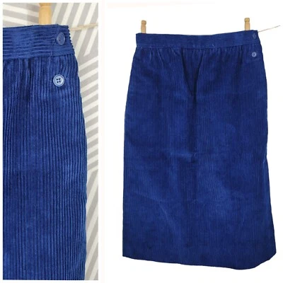 Vintage Izod Lacoste Skirt size 6/8 26" Waist Velvet Corduroy Button Front Blue - Image 1 of 4