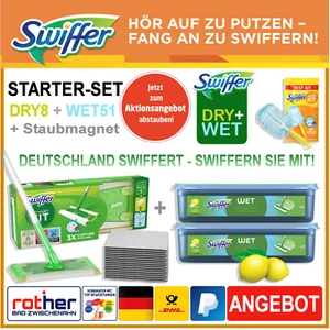 Swiffer Bodenwischer Wischmop Starter-Set Dry8 + Wet51 Wisch-Set + Staubmagnet - Bild 1 von 11