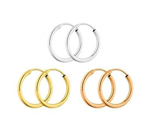 Silver Hoop Earrings - Seamless Sterling Hoops Light Weight Unisex Sleeper Hoops - Bild 1 von 7