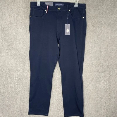 NWT Tommy Hilfiger Tribeca Skinny Pants Womens 16 Black Stretch Navy Blue - Image 1 of 4