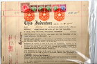 SINGAPORE STAMPS GVI 25 DOLLAR WITH 1,2, AND 5 DOLLAR STAMPS ON MORTGAGE DOC.