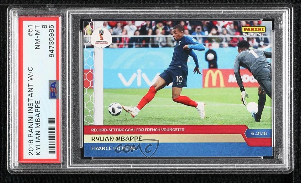 2018 Panini Instant World Cup /156 Kylian Mbappe #51 PSA 8 - Image 1 of 2