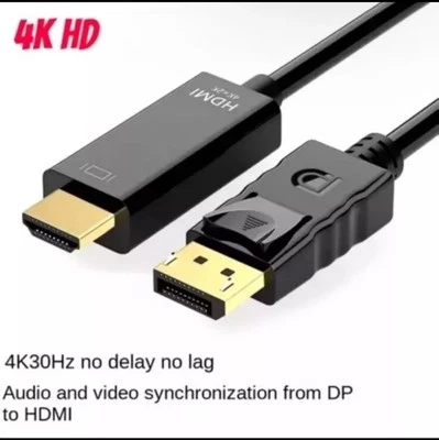 DisplayPort auf HDMI Kabel DP Stecker auf HDMI Stecker Verbindungskabel 1,8m - Bild 1 von 4