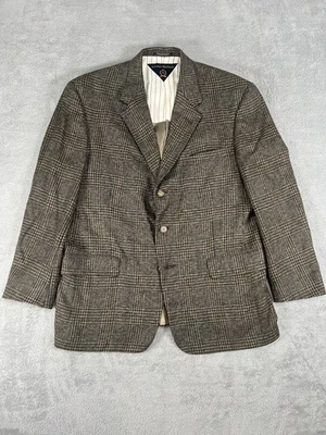 Vintage TOMMY HILFIGER Mens 42S Earth Tone Plaid Wool Tweed Jacket 3 Button USA - Image 1 of 4