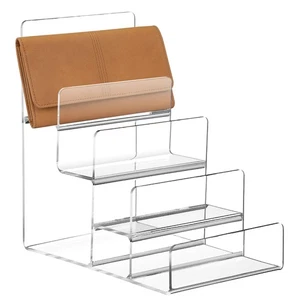 Acrylic Display Rack Stand Holder Wallet Retail Clear Tiered Lucite - Picture 1 of 12