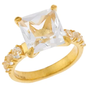 Herkimer Mines Sterling Silver Goldclad Faceted Square Solitaire Ring, Size 9 - Picture 1 of 2