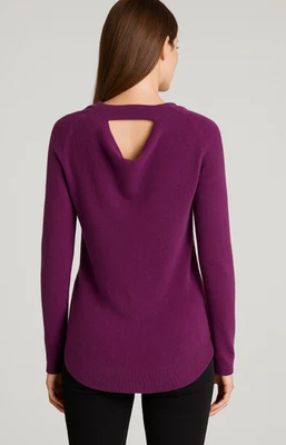 Suéter feminino Cullen de cashmere recortado nas costas roxo pequeno - Imagem 1 de 4