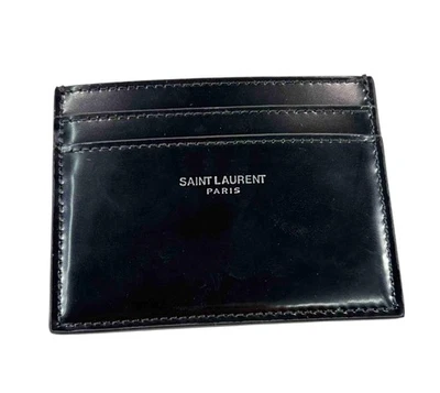 Saint Laurent Paris Black Leather Card Holder Wallet - Image 1 of 4
