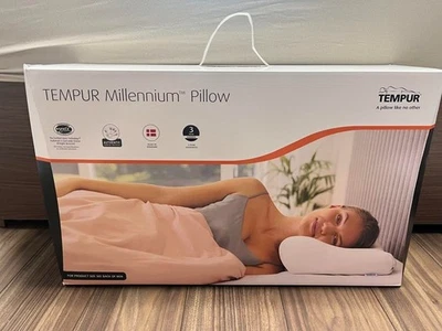 TEMPUR Millennium Neck Pillow Genuine Memory Foam Large White 54x32x12.5cm - Image 1 of 4