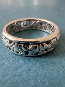 Vintage Designer ATI .925 Sterlingsilber Elefant Spinner Glücksring Größe 10,25 - Bild 1 von 10