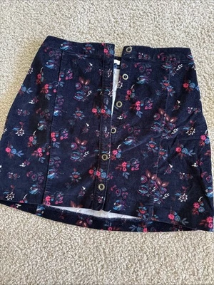 WOMENS HOLLISTER FLORAL BUTTON FRONT VELVET BLACK MINI SKIRT A Line SIZE 1 Flare - Image 1 of 2