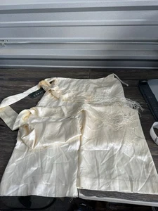 Ralph Lauren Size 8 Ivory Wide Leg Silk Ladies Pants With Belt Nwt Rare! - Picture 1 of 10