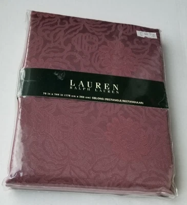 Ralph Lauren Paisley Wine Red Oblong Rectangular Tablecloth 70" X 144" NEW - Image 1 of 4