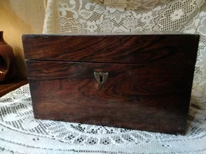 Rare Antique Mahogany Tea Caddy with One Compartment And Original Glass Bowl - Picture 1 of 11