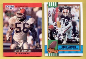 1990 Topps Pro Set DAVID GRAYSON Cleveland Brown Rookie 2-Card Lot - Picture 1 of 1