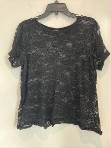 Torrid schwarz Spitze Schulterfrei Kurzarm Overlay T-Shirt Größe 2 - Bild 1 von 4