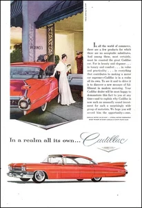 1955 Classic Car AD for New '55 CADILLAC Sedan  Long, Red, FINS ! 081525 - Picture 1 of 1