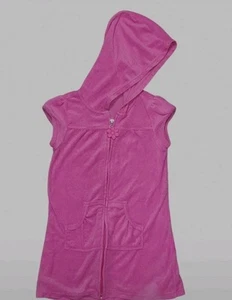 Joe Boxer Hooded Zip Pink Terry Cloth Swim Coverup Girls Sz 6-6X Beach Poolside - Picture 1 of 6