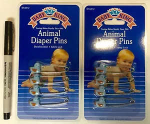NIP~EIGHT BLUE DUCK KING DIAPER PINS-ship free - Picture 1 of 1