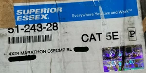 Cable de red Plenum Superior Essex 24/4P Marathon Cat5E CMP azul/100 pies - Imagen 1 de 11