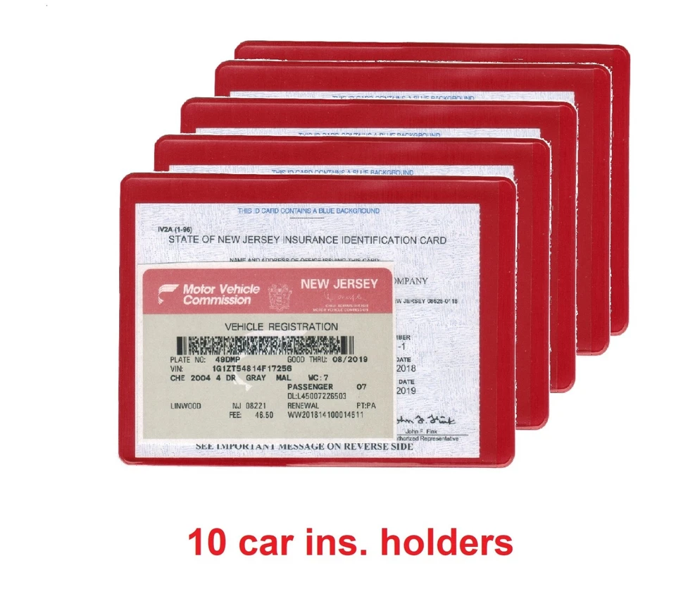 DIEZ (10) ESTUCHE BILLETERA ROJO AUTO CAMIÓN SEGURO REGISTRO TARJETA IDENTIFICACIÓN Foto 1 de 1