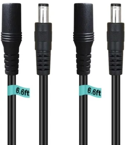 【2-Pack】6ft DC Extension Cord 5.5mm x 2.1mm Male to Female Power Cable for - Picture 1 of 6