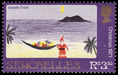 SEYCHELLES 293 - Christmas Drawings "Santa Claus on Seashore" (pb56396) Cover
