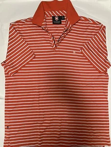 Victorinox Men's Short Sleeve Orange Striped Polo Shirt - Picture 1 of 11