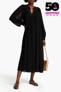 RRP€605 TORY BURCH Midi Tunic Dress Size XS Fully Lined Gathered Lightweight - Picture 1 of 5